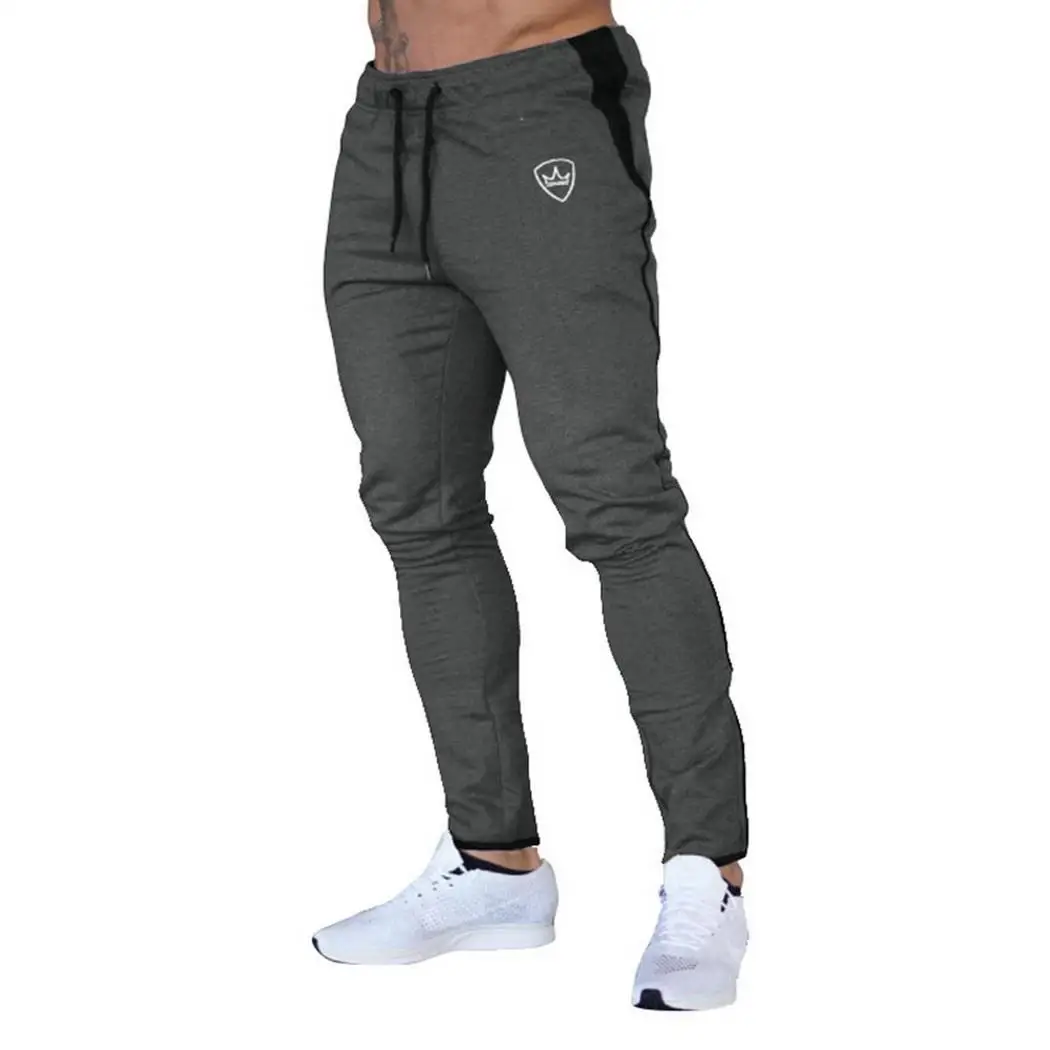 

Men Fitness Sporting Pants Running Gym Training Crown Medium Waist None Solid Casual, Sign Elastic Waist Pants