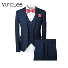 Модный костюм из 3 частей деловой мужской костюм жениха для свадебной вечеринки Повседневный Тонкий Блейзер