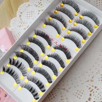 

YOKPN New Exaggerated False Eyelashes Handmade Cotton Thread Stalk 10 Pairs Lashes Mixed Natural Thick Nude Makeup Lashes