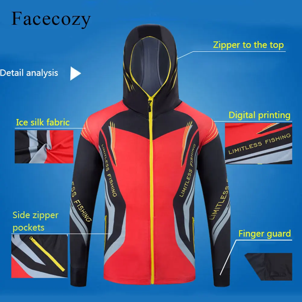Мужская куртка с капюшоном Facecozy легкая спортивная защитой от солнца и УФ лучей из