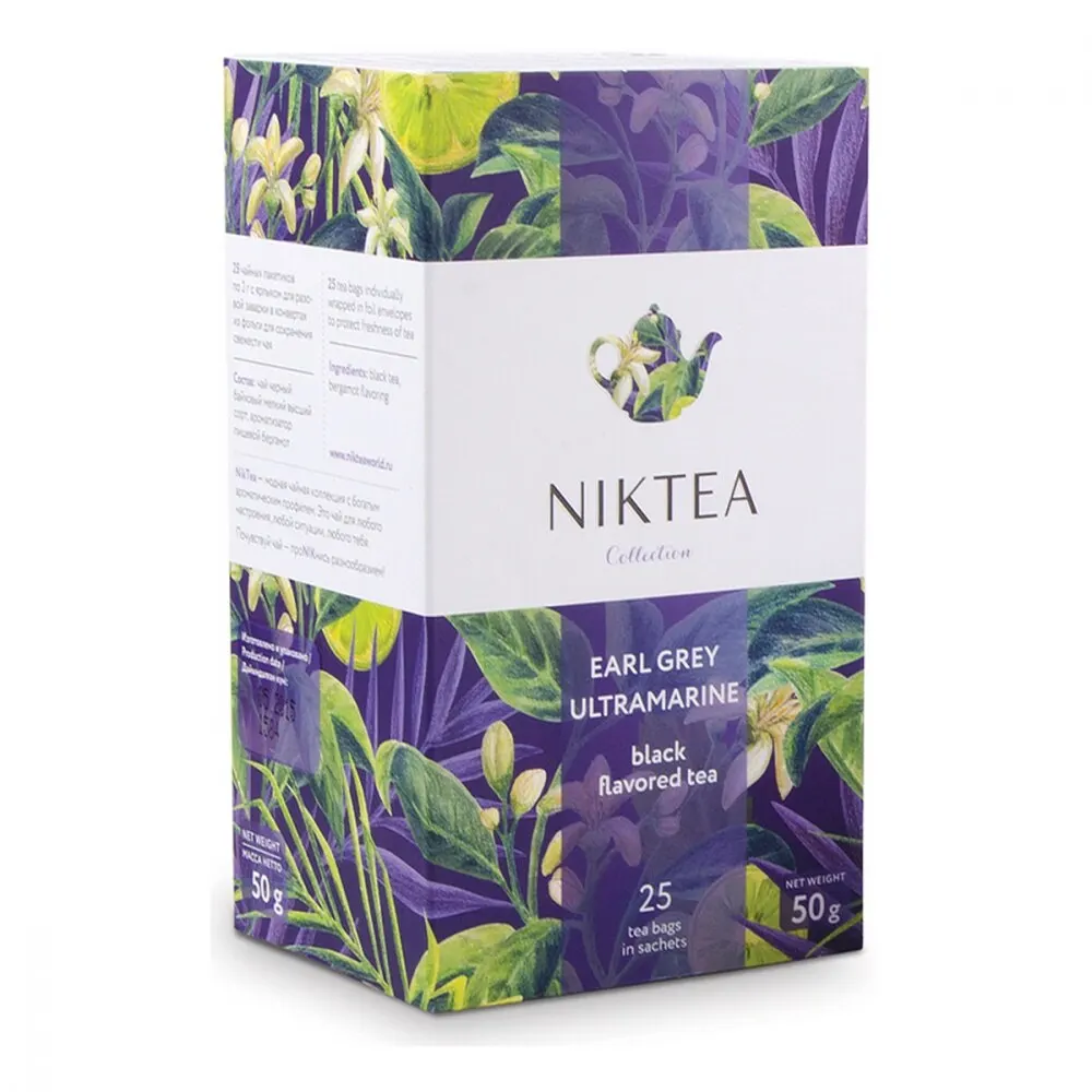 Чай Niktea &quotEarl Grey Ultramarine" черный с бергамотом 25 пакетиков | Продукты