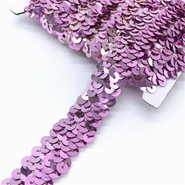 20mm Sequins Elastic Band Elastic Ribbon Lace Trim Sequin Sewing Fabric For Crafts Sewing Cloth Accessory Sequin Trim