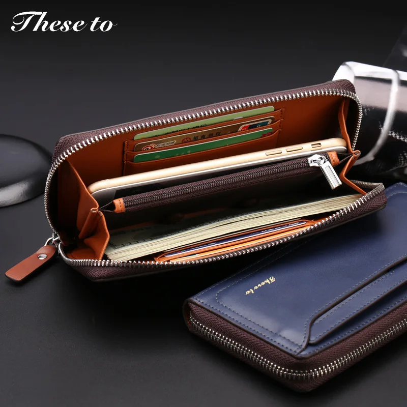 

Men Long Genuine Leather 2018 New Style Wallet Retro Multi Card Bit Clutch Korean-style Business Men's Leather Wallet Money