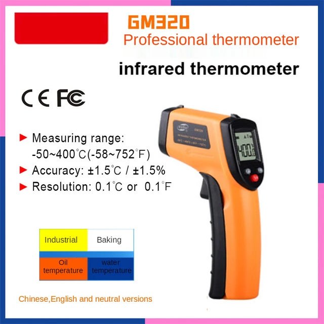 Termometro a infrarossi ad alta precisione a infrarossi industriale pistola  temperatura olio cucina cottura termometro elettronico - AliExpress