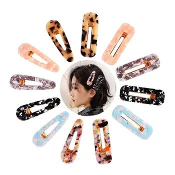 

12PCS Acrylic Resin Hair Barrettes Alligator Hair Clips Hair Clips Marble Pattern Hairpins Geometric Alligator Clips Women Girls