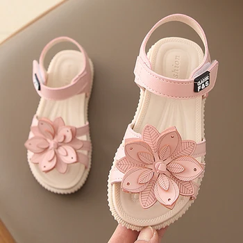 

2020 Girls Summer Sandals Baby Girl Toddler Kids Shoes Handmade Flowers Soft Sole Hook&Loop High Quality Sweet Princess Shoes