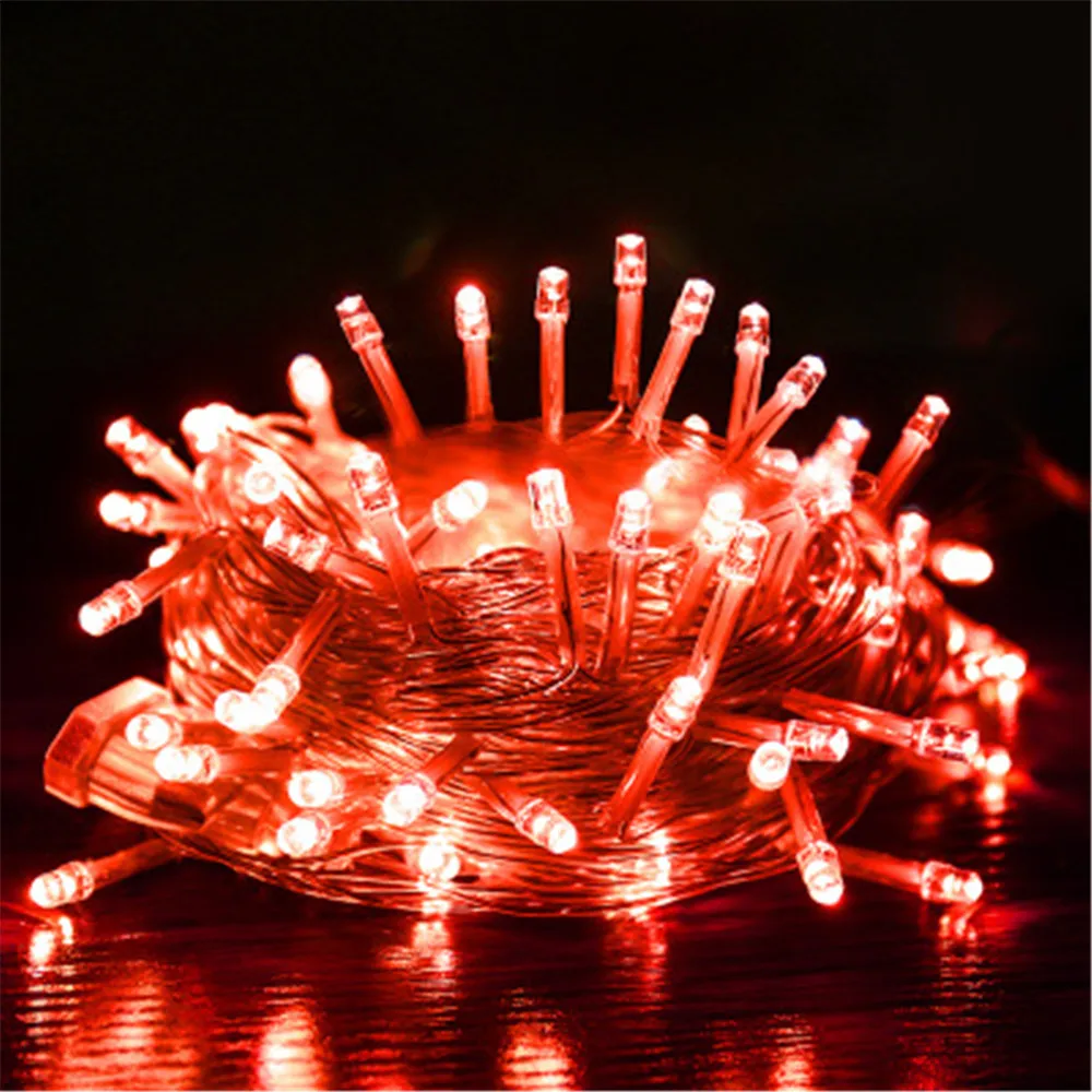 100 светодиодный светильник 10 м, Рождественский/свадебный/вечерние декоративный светильник, s гирлянда, AC 110 В 220 В, уличный Водонепроницаемый светодиодный светильник, 9 цветов, светодиодный - Испускаемый цвет: Красный