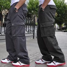 Мужские рабочие свободные широкие брюки карго плюс размер XL-6XL повседневные брюки для отдыха Хлопок Высокая талия C61