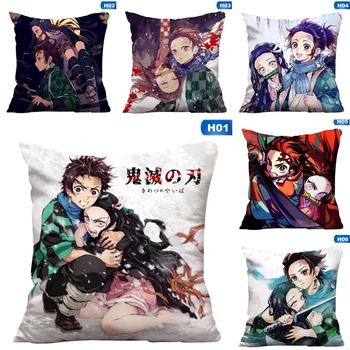 

Anime Devil's Blade Kimetsu No Yaiba Pillow Case For Home Decorative Pillows Cover Invisible Zippered Throw PillowCases 45X45cm