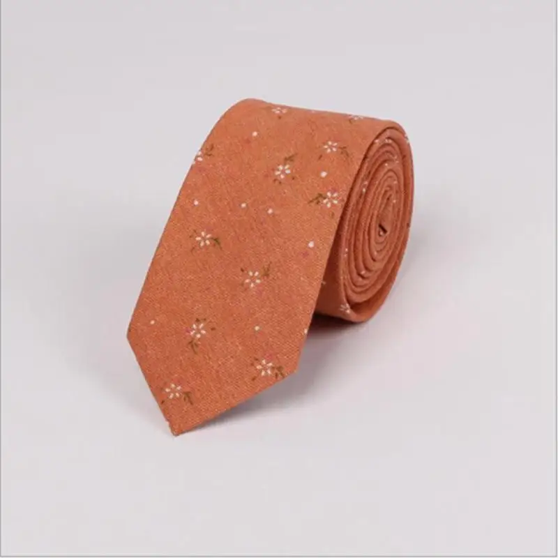 Orange Новинка, модный галстук, британский хлопок и лен, цветочный узкий галстук, мужской галстук, цветочный галстук, аксессуары для одежды - Цвет: Orange