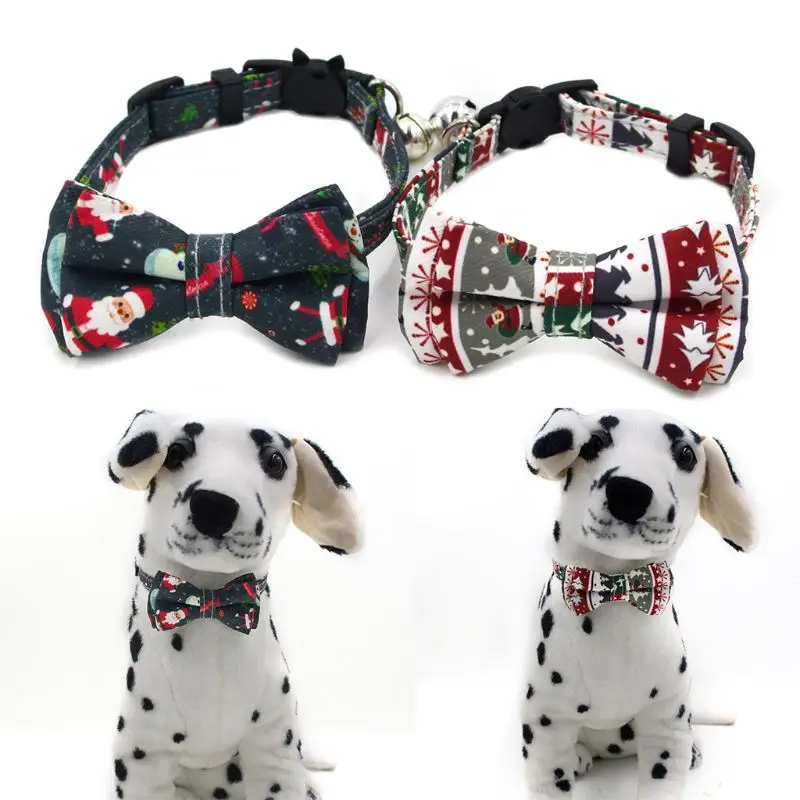 Регулируемый Рождественский ошейник для собаки, шотландка, клетчатый Рождественский галстук-бабочка, милый Декор
