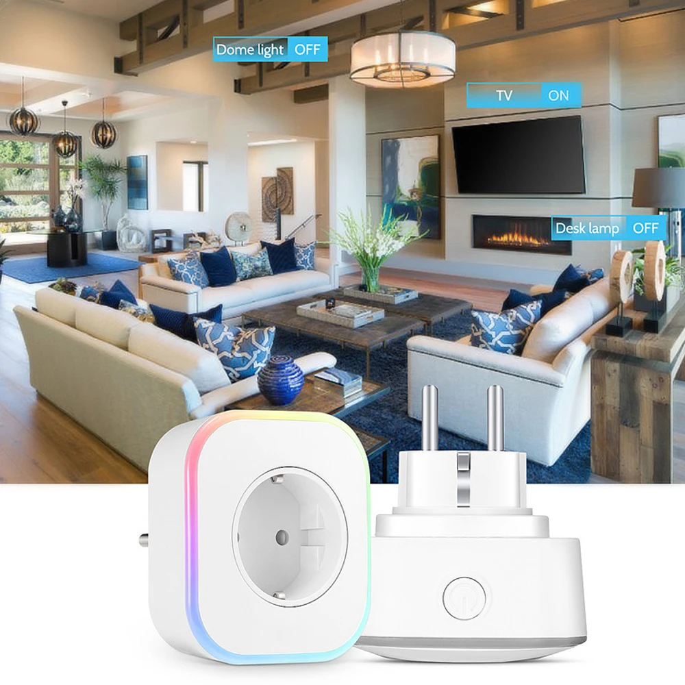 

Smart Electrical Socket Plug EU Wifi Control Voice Control Smart Wifi Socket Fit Google Home Mini Alexa Ifttt LED Light