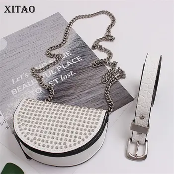 

XITAO Rivet Fashion New Cummerbunds Fashion New 2019 Winter P U Plaid Elegant Goddess Fan Casual Patchwork Cummerbunds GCC3026