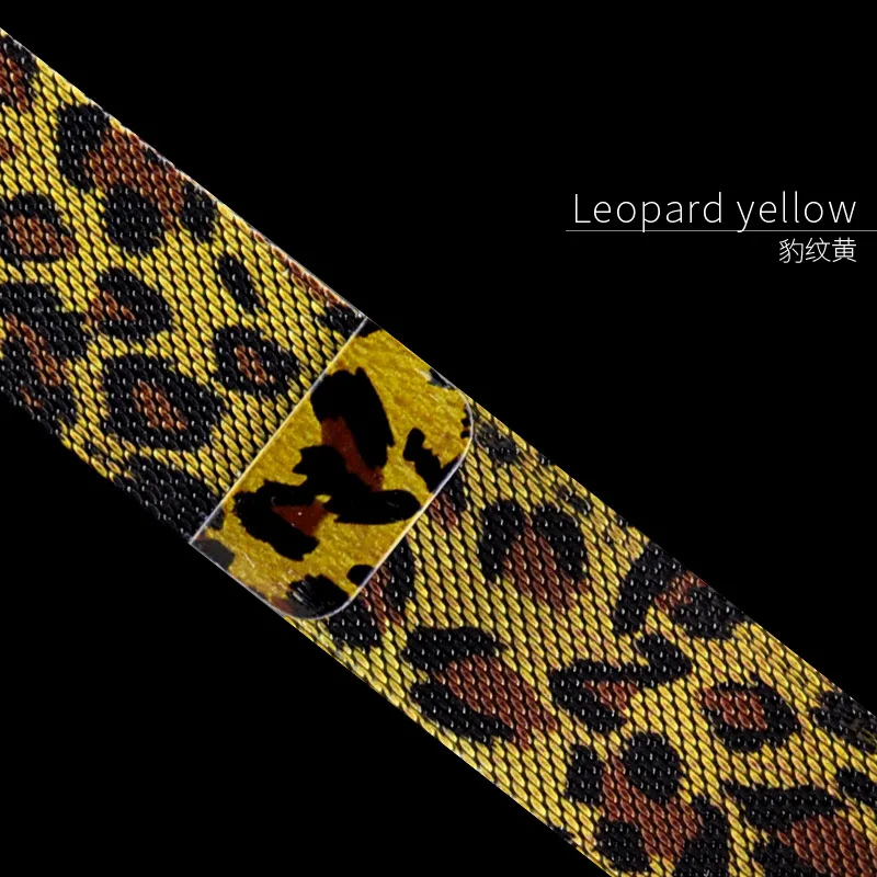 Миланский Браслет-петля черный с синим ремешком 44 мм 40 мм для Apple Watch Series 4 5 металлический магнитный ремешок для Iwatch Series 2/3/4/1 - Цвет ремешка: Leopard yellow