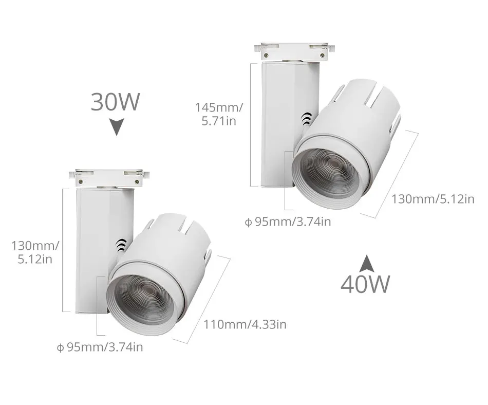 Современные светодиодные трековые светильники 30 Вт 40 Вт рельсовый прожектор для магазина одежды выставочные комнаты окна потолок масштабируемый трек осветительный прибор
