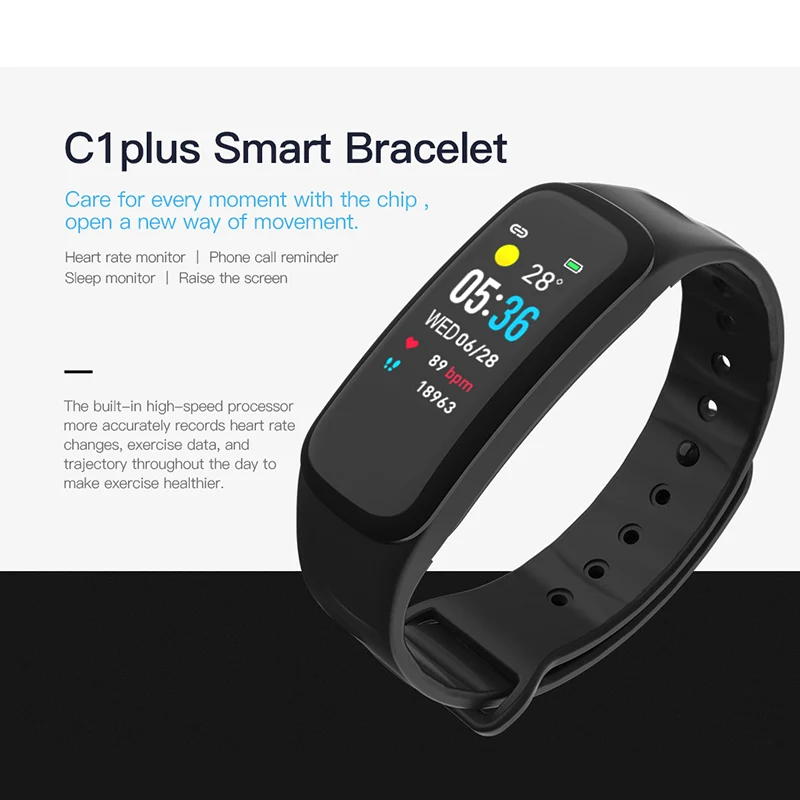 C1 Plus смарт-Браслет фитнес-трекер Водонепроницаемый Монитор Сердечного Ритма кровяное давление смарт-браслет