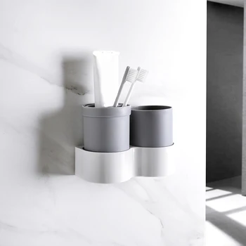 

NEW Toothbrush Holder Wall Hanging Toothpaste Mouth Cup Waterproof Hanging Storage Shelf Kitchen Bathroom Organizers