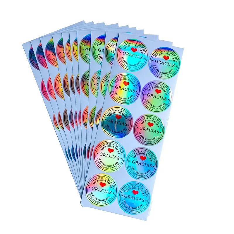 Shiny colored silver spanish thank you gracias seal sticker decoration Party Gift Decorations Labels 100pcs