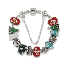 Модные ювелирные браслеты, DIY браслет из сплава с бусинами, снежный Рождественский браслет с деревом