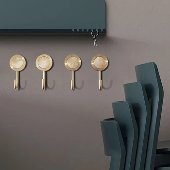 

Nordic Style Brass and Shell Hook Decorative Wall Hook Simple Clothes Hat Hanger for Bedroom Kitchen Living Room Nail-free Hook