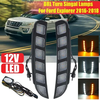 

LED DRL for Ford Explorer 2016 2017 2018 Car Front Bumper Drive Headlight Daytime Running Light With Turn Signal