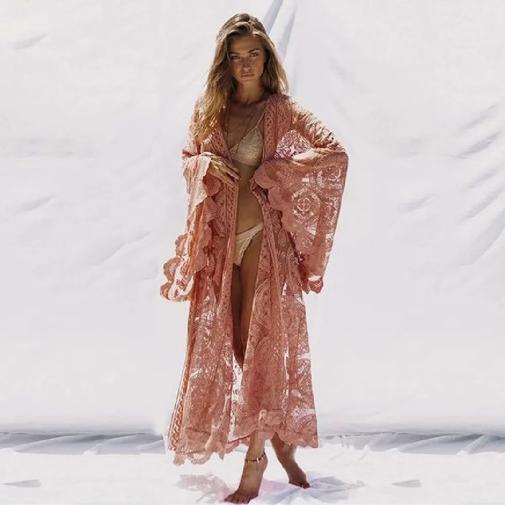 Pareo Beach Sarong Kimono Top Boho Wrap 