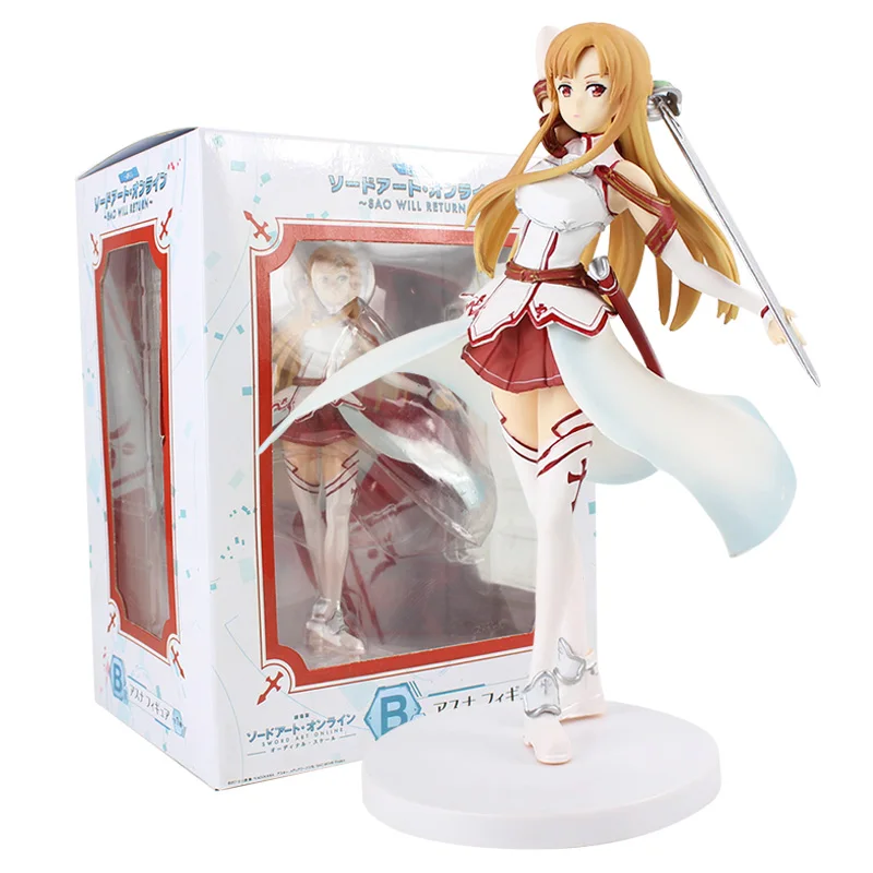 22 см SAO Will Return Asuna аниме Sword Art Online Yuuki Asuna ПВХ фигурка Коллекционная модель игрушка кукла подарок на Рождество - Цвет: 22cm with box