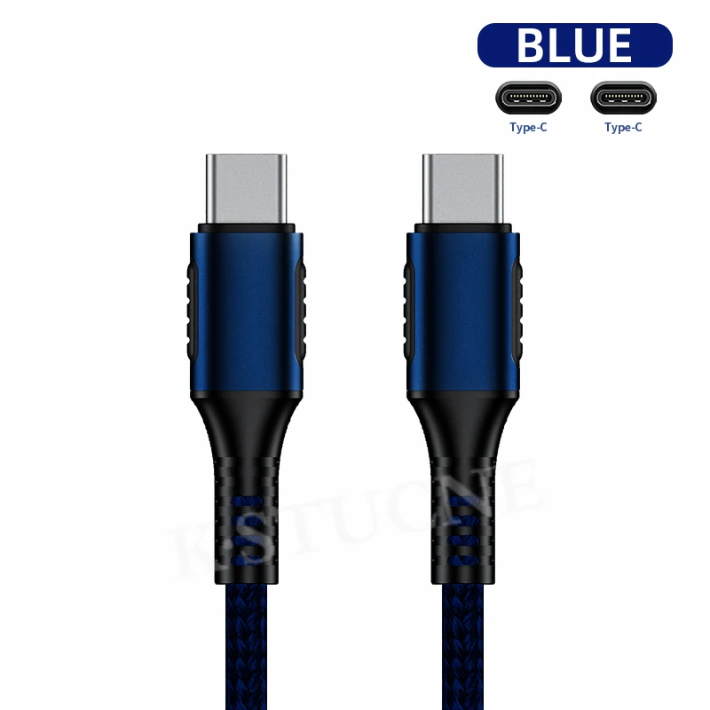 Синий Кабель KSTUCNE usb type-C-USB C для samsung S9 Oneplus 7 Pro Quick Charge 3,0 USBC PD быстрое зарядное устройство USB-C кабель type-C - Цвет: Синий