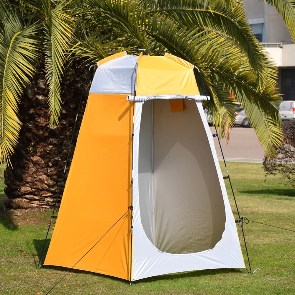 Portable Outdoor Shower Bath Changing Fitting Room Camping Tent Privacy Toilet Shelter with Ground Nails Wind Ropes Tent Poles