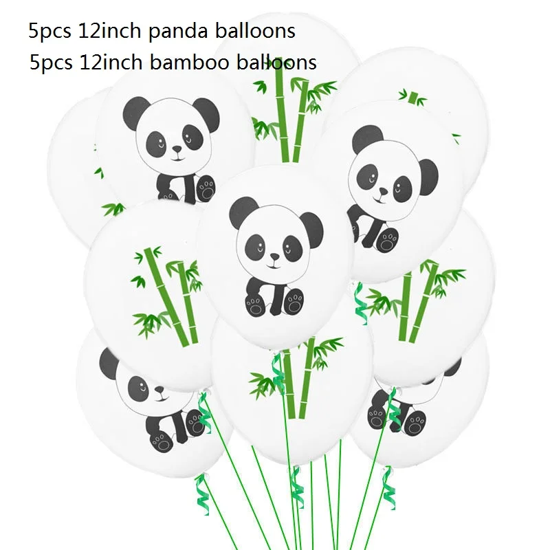B03 10pcs balloon Тематическое украшение в виде панды для детского дня рождения, воздушный шар, соломенный мешок для конфет, одноразовая посуда для детского душа, вечерние принадлежности в виде панды - Цвет: B03 10pcs balloon