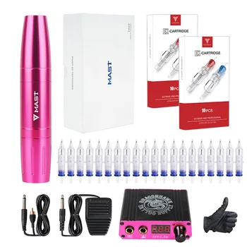 

Dragonhawk Mast Tattoo Machine Kit Complete Tattoo Kit with Shader and Liner Machine Tattoo Pen Power Supply