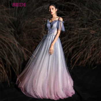 

Robe De Soiree Gradient Color Lace Evening Dresses Long A-Line V-Neck Spaghetti Straps Elegant Formal Party Gowns Abendkleider