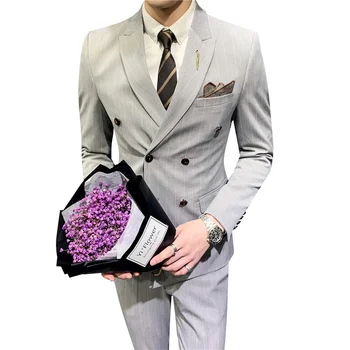 

Mens Formal Three Piece Suit Sets Slim Fit Double-breasted suit Wedding Formal Dress Suits Office Work Banquet Party Suits