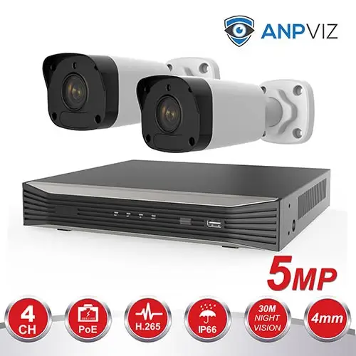 Anpviz H.265 4CH POE NVR KIT CCTV Security System 2/4PCS 5MP CCTV Bullet IP Camera P2P Video Surveillance Set - Цвет: 2PCS 5MP Bullet KIT