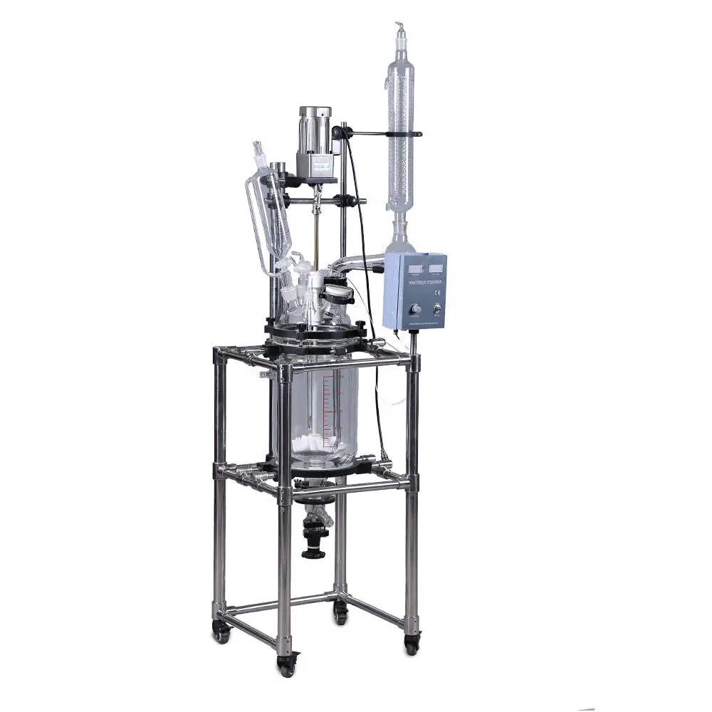 Laboratory equipment 110v / 220v double-layer cylindrical glass jacketed reactor chemical reaction device