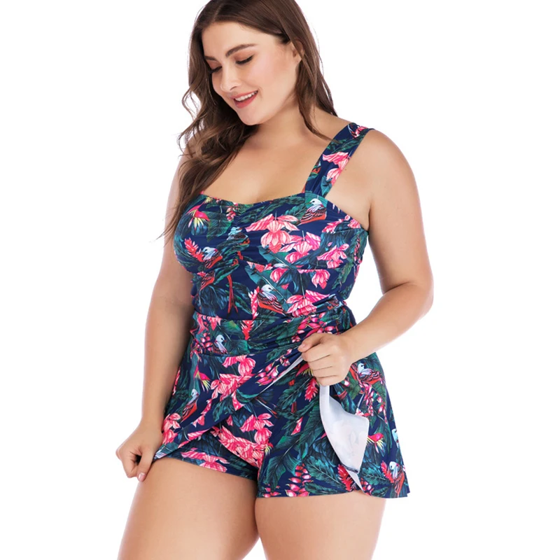

Women's Plus Size Swimwear Floral Print One Piece Swimsuit Sleeveless Tankini Top and Bottom Bathing Suit Beachwear 3XL 4XL 5XL