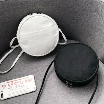 

Ladies Round Plain Canvas Shoulder Bag Women Crossbody Messenger Student Handbag