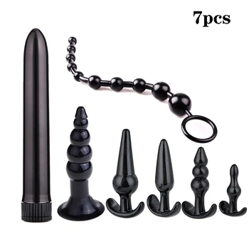 2021 New 7 Pieces/Set Anal Plug Combination Vibrator Anal Bead Butt Plug Clitoris Stimulator Sex Toys for Women Sex Products 2