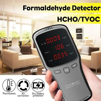 

Air Quality Detector 1200mAh LED Display Smog Detector Formaldehyde Detector Portable Silver Gray ABS PM2.5 TVOC Gas Detection