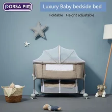 Новая роскошная кроватка детская кровать детская прикроватная кровать колыбель кровать переносная Складная регулируемая высота кроватка кровать