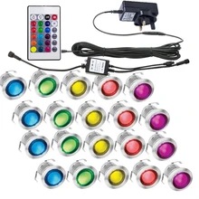 

16pcs LED Deck Light 12V RGB 24key Remote IP67 Waterproof Underground Lamp Kit Stair Garden Floor Lights Landscape Lighting