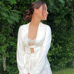 Bomblook casual moda feminina blazers 2021 outono sólido turn down collar manga comprida botão blazers feminino streetwears