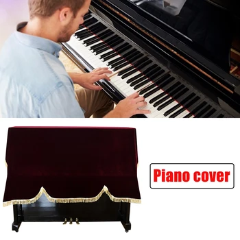 

Keyboard Practical Home Piano Cover Protective Washable Soft Dust Proof Non Slip Universal Gold Velvet Upright Vertical Foldable