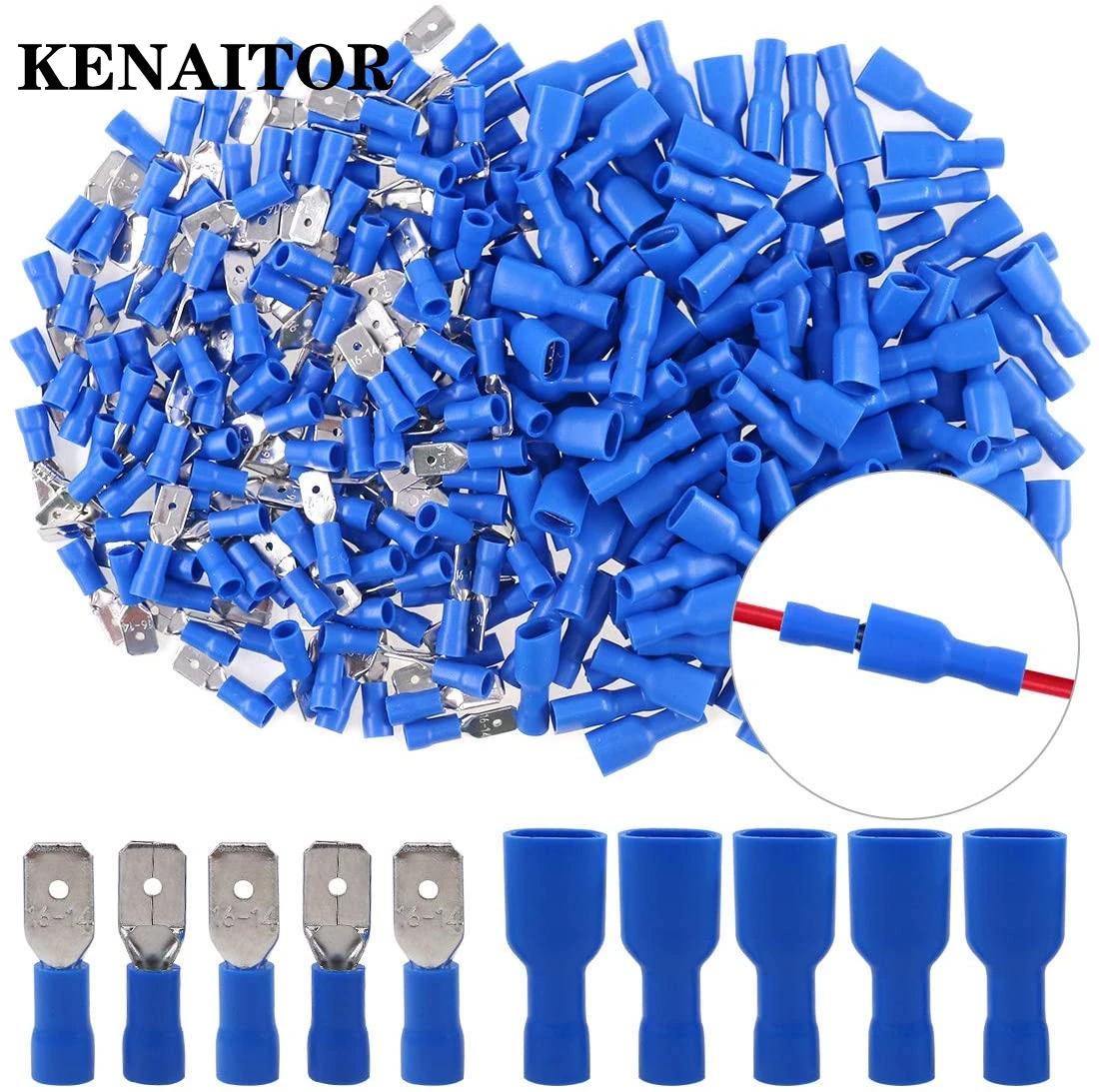 100pcs 16-14 Gauge Fully Insulated Male Female Spade Quick Splice Wire Terminals Crimp Connectors Set | Обустройство дома