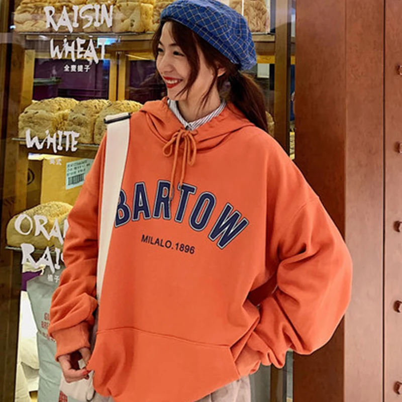 Bluza z kapturem kurtka luźne studentów kobiet leniwy wiatr ins fala bluza z kapturem z kapturem ubrania streetwear dres top marcus kolor rozmiar -