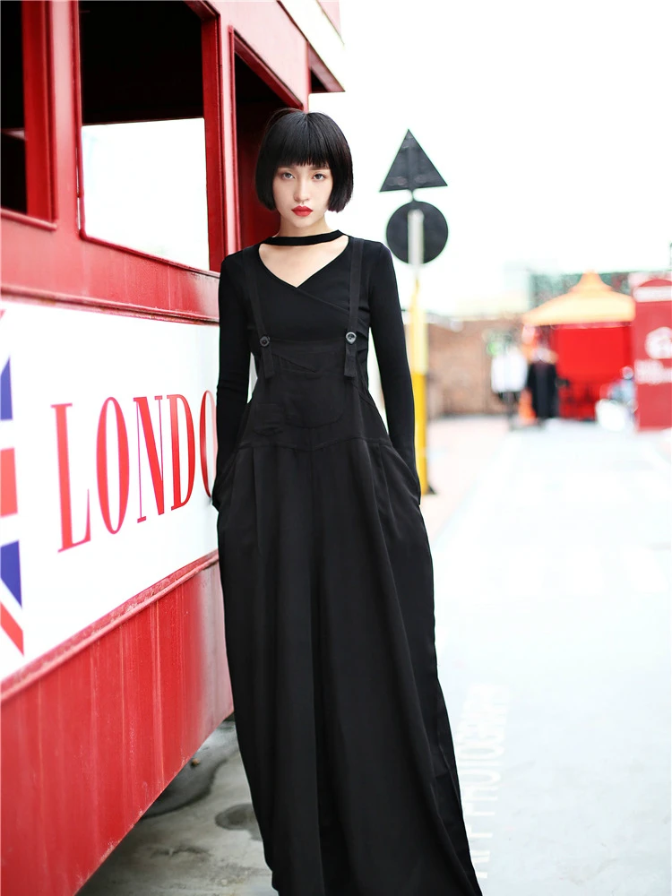 Stylish Summer 2020 Overalls for Women 90s Wide Leg Jumpsuit Plus Size Ankle-length 4 Loops Adjusted Straps Side Pockets Buttons