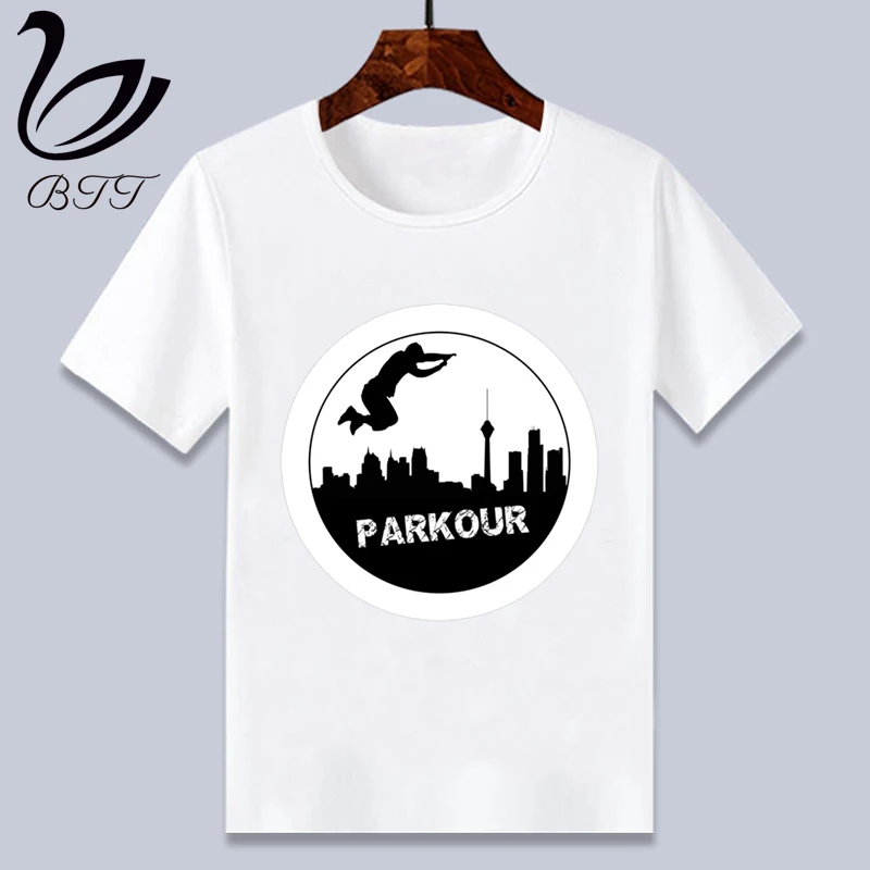 Детская футболка для маленьких мальчиков с надписью «Evolution Of Parkour Born To Jump» модная футболка с короткими рукавами и рисунком повседневные футболки
