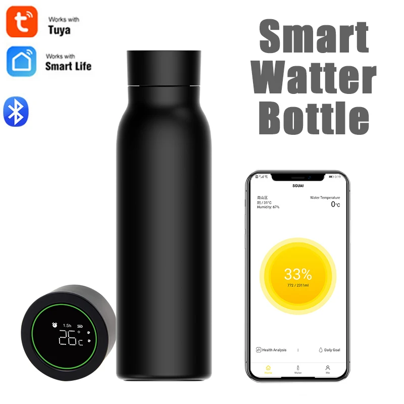 

Tuya Smart Life Smart Stainless Steel Thermos Temperature LCD Display 24-hour Insulation cold preservation Sports Water Bottle