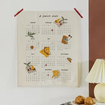 

Cloth 2020 Calendar Tapestry Fabric Home Decoration Accessories Japan Korean Dorm Dormitory Wall Hanging Blanket Decor 35x48cm