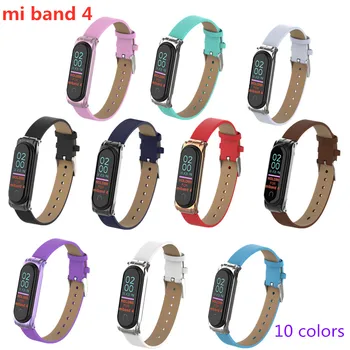 

Colorful Leather Miband 3 Strap Smart Accessories for Xiaomi Mi Band 3 Strap Replacement Anti-Lost Sports Belt with Metal case